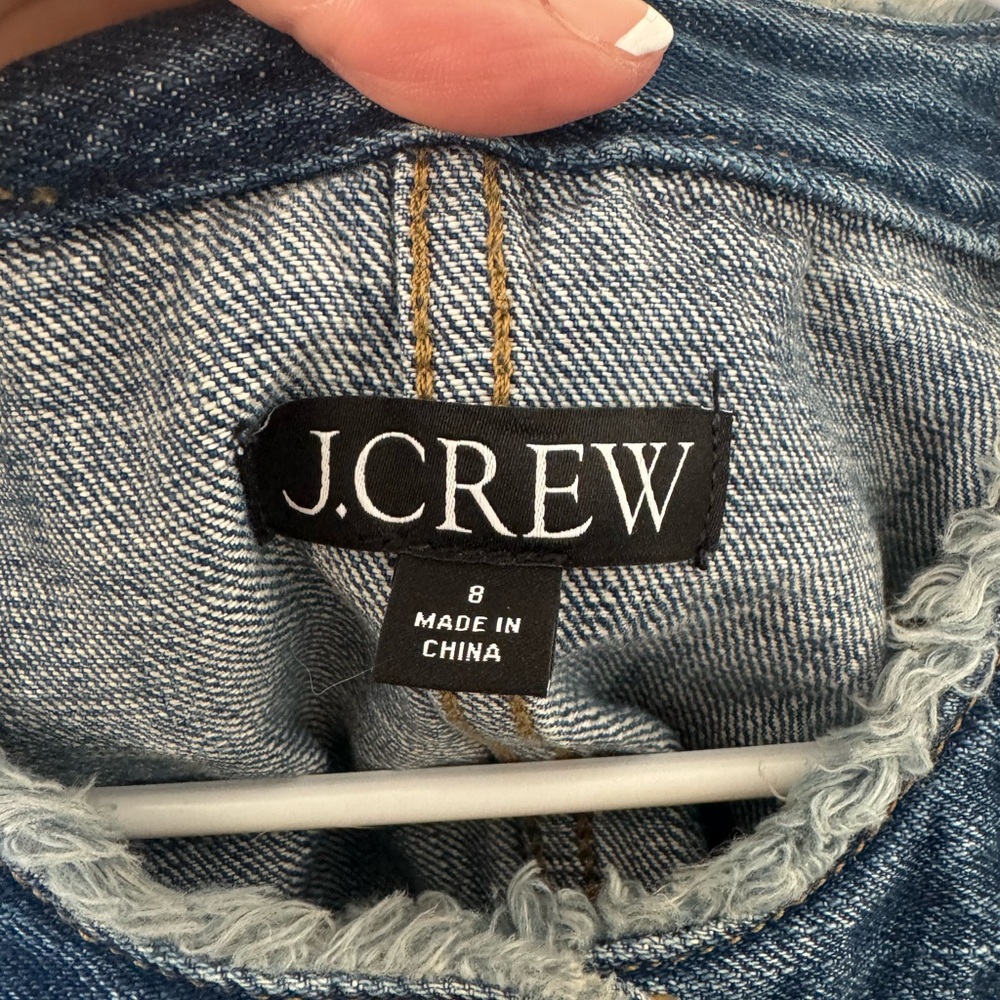J. Crew Blue Denim Frayed Lady Day Jacket with Gold Buttons Size 8 - Picture 4 of 7